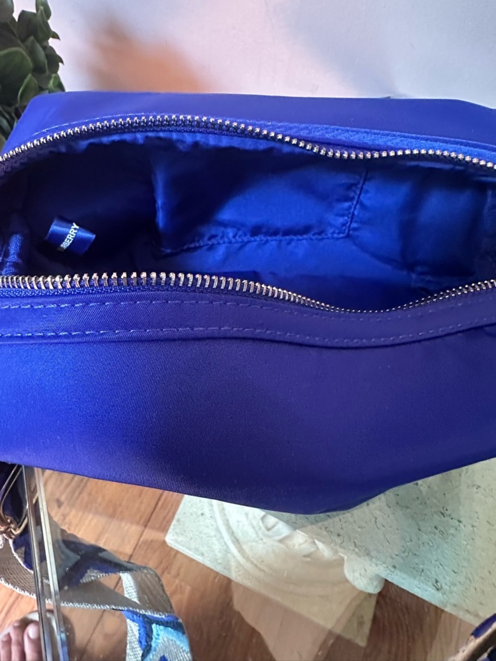 Burberry Royal Blue Satin Logo Pouch - Picture 10 of 11